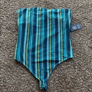 Blue/green striped bodysuit